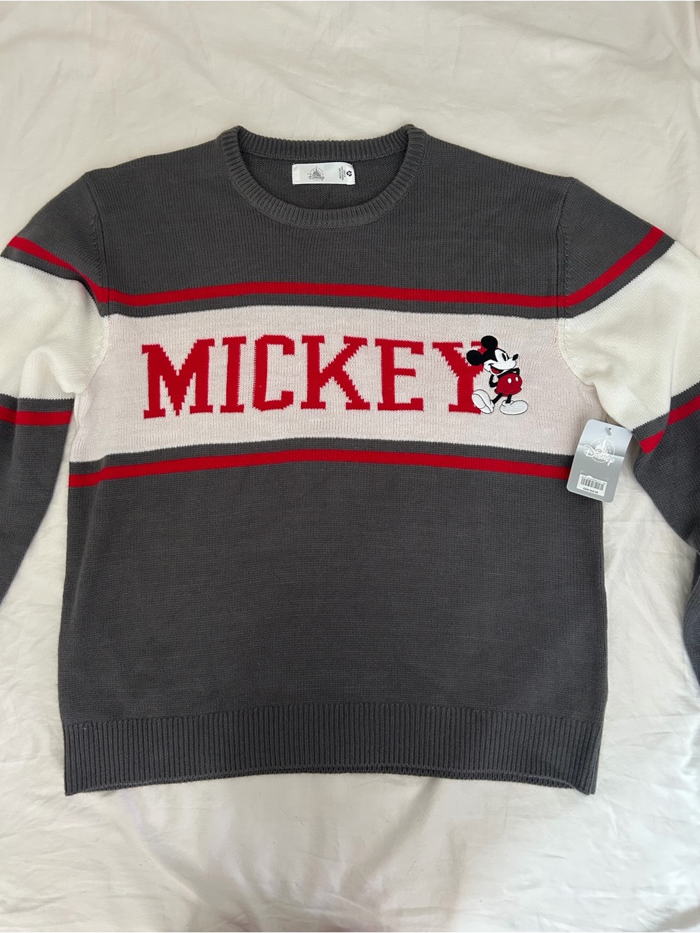 NWT Disney Gray Mickey Mouse Crewneck Sweater XL